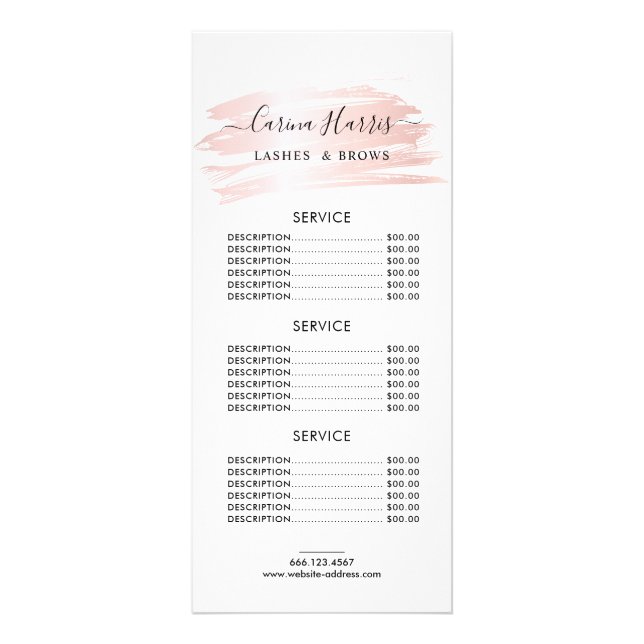 Einfache Elegante Rose Gold Foil Lashes Preisliste Werbekarte (Vorne)