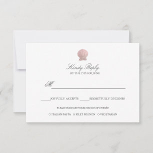 Einfache Elegante Rose Gold Foil Seashell Menüopti RSVP Karte