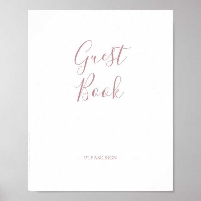 Einfache Elegante Rose Gold Gästebuchsignatur Poster (Vorne)
