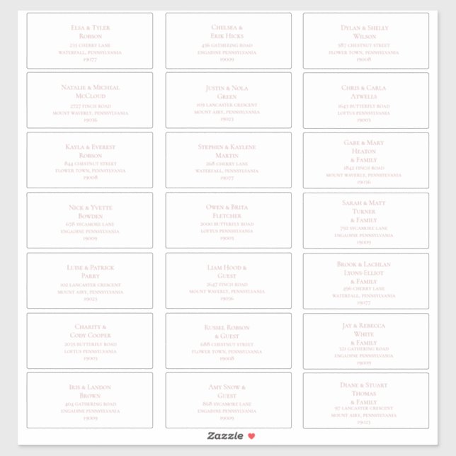 Einfache Elegante Rose Gold Guest Address Labels (Blatt)