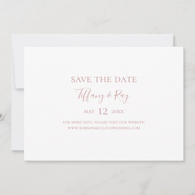 Einfache Elegante Rose Gold Horizontal Save the Da Date (Vorderseite)