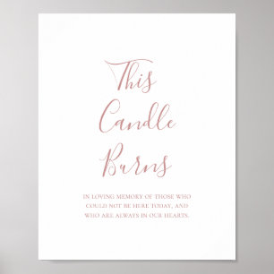 Einfache elegante Rose Gold Kerze brennt Schild