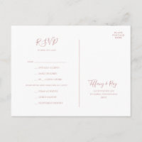 Einfache Elegante Rose Gold Menü Auswahl RSVP Kart
