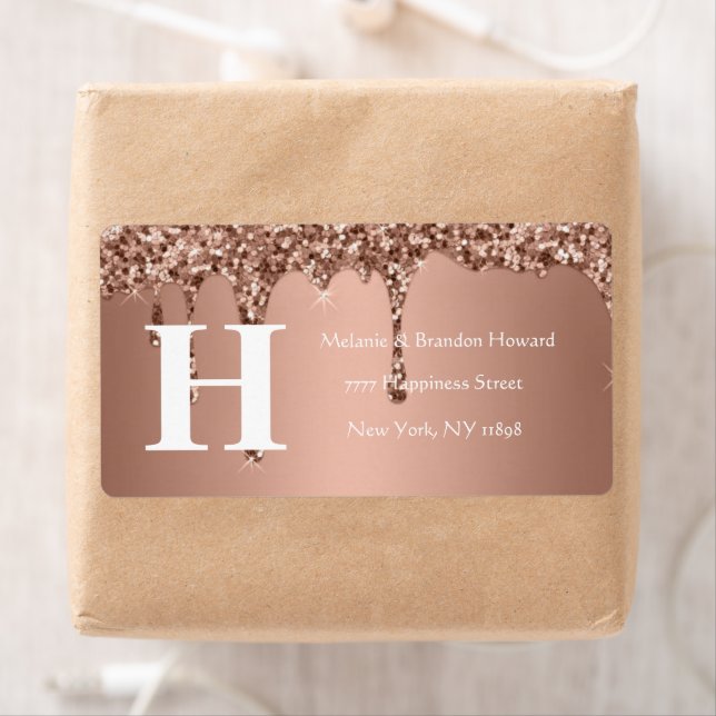 Einfache Elegante Rose Gold Monogram Erstrückgabe (Insitu)