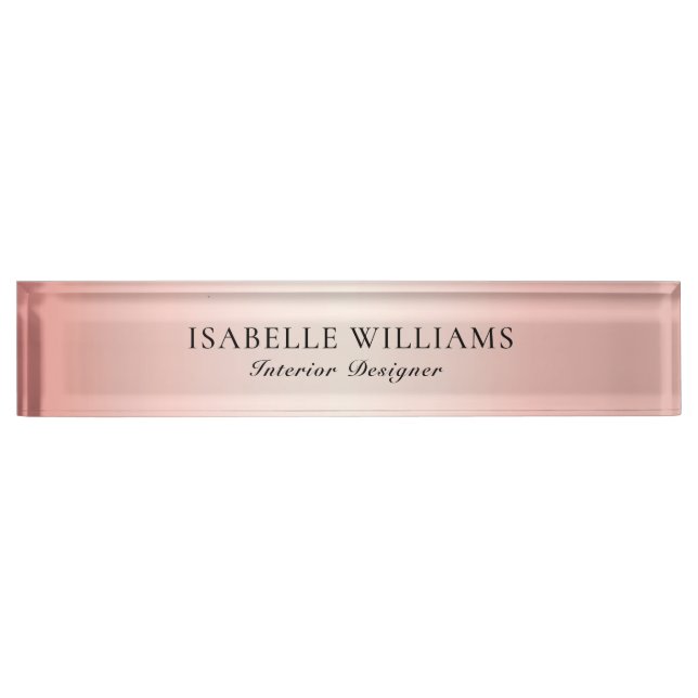Einfache Elegante Rose Gold Namensplakette (Vorderseite)