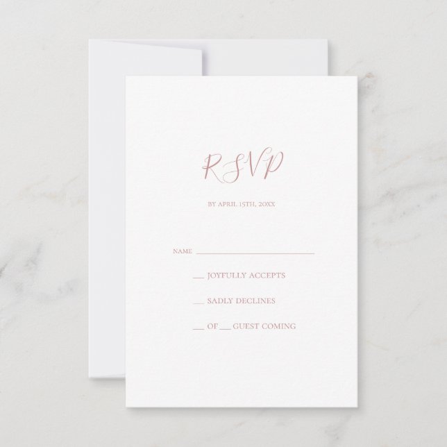 Einfache Elegante Rose Gold RSVP Karte (Vorderseite)