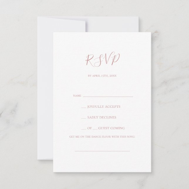 Einfache Elegante Rose Gold Song Request RSVP Card (Vorderseite)