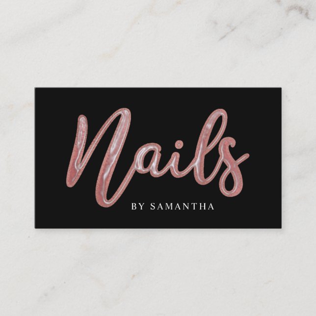 Einfache Elegante Rose Golden Foil Nails Visitenkarte (Vorderseite)