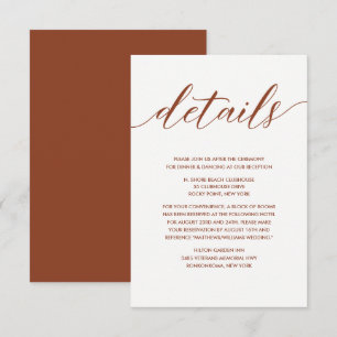 Einfache Elegante Rost und Weiße Hochzeiten Detail Begleitkarte