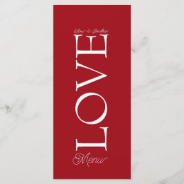 Einfache elegante Rote Liebe-Hochzeitskarte Menükarte