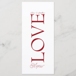 Einfache elegante Rote Liebe-Hochzeitskarte Menükarte