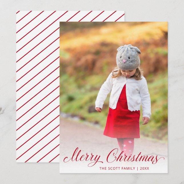 Einfache Elegante Rote Schrift Moderne Weihnachten (Vorne/Hinten)