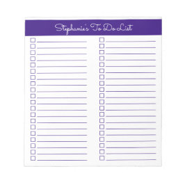 Einfache, elegante Royal Lila Two Column Checklist Notizblock