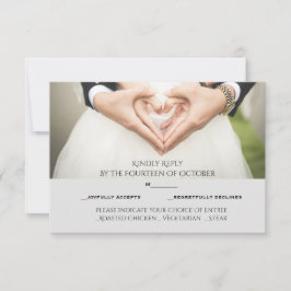 Einfache, elegante RSVP-Karte mit Speisekarte Ankündigung