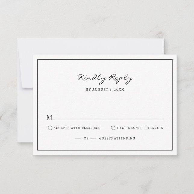 Einfache elegante RSVP-Karten RSVP Karte (Vorderseite)