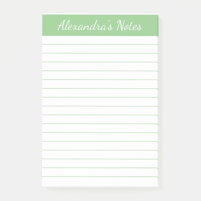 Einfache elegante Sage Chic Script Personalisiert Post-it Klebezettel (Vorderseite)