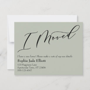 Einfache elegante Sage Green I Moved New Address C Mitteilungskarte