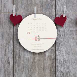 Einfache Elegante Save The Date Chinesische Runde  Einladung