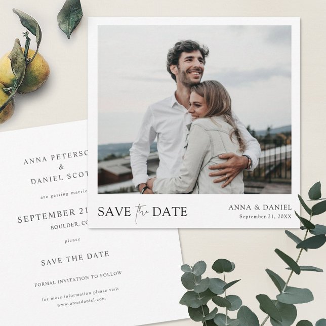 Einfache, elegante Save the Date-Hochzeit des Foto Einladung (Von Creator hochgeladen)