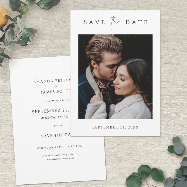 Einfache Elegante Save the Date-Karte mit Foto Save The Date (Von Creator hochgeladen)