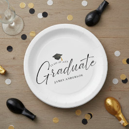 Einfache elegante Schrift Abschlussparty Pappteller