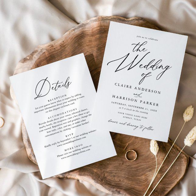 Einfache, elegante Schrift Die Hochzeit von Detail Einladung (Von Creator hochgeladen)