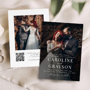 Einfache elegante Schrift-Typografie Foto-Hochzeit Einladung