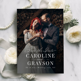 Einfache elegante Schrift-Typografie Foto-Hochzeit Save The Date