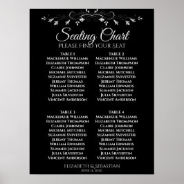 Einfache elegante Schwarz-4-Tisch-Hochzeitskarte Poster