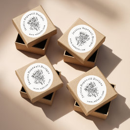 Einfache elegante Schwarz-Weiß-Blume Runder Aufkleber