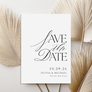 Einfache elegante Schwarz-Weiß-Chic-Hochzeit Save The Date