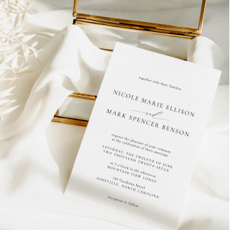 Einfache elegante Schwarz-Weiß-Hochzeit Einladung