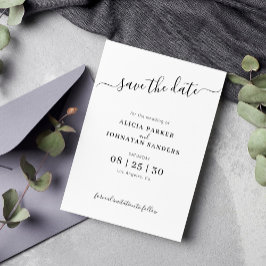 Einfache, elegante Schwarz-Weiß-Hochzeit Save The Date