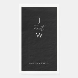 Einfache Elegante Schwarz-Weiß-Hochzeit Serviette