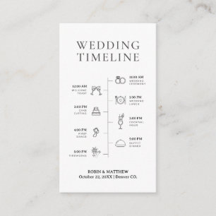 Einfache elegante Schwarz-Weiß-Hochzeit-Timeline Begleitkarte