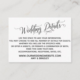 Einfache, elegante Schwarz-Weiß-Hochzeitsdetails Begleitkarte