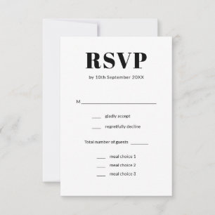 Einfache elegante Schwarz-Weiß-Mahlzeiten RSVP Karte