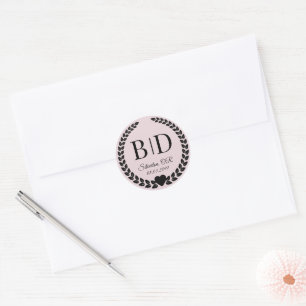 Einfache elegante Schwarz-Weiß-Monogramm Runder Aufkleber