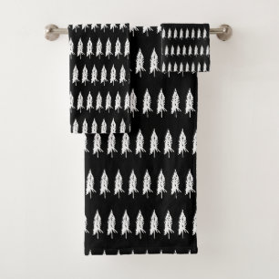 Einfache Elegante Schwarz-Weiß-Motive Badhandtuch Set