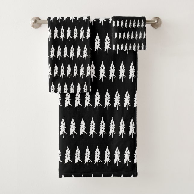 Einfache Elegante Schwarz-Weiß-Motive Badhandtuch Set (Insitu)