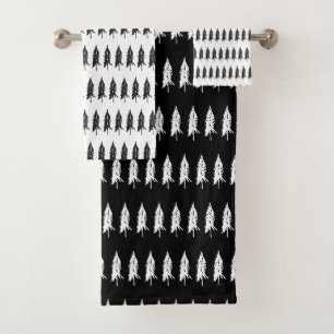 Einfache Elegante Schwarz-Weiß-Motive Badhandtuch Set