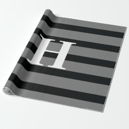 Einfache elegante Schwarz-Weiß-Streifen Monogramm Geschenkpapier