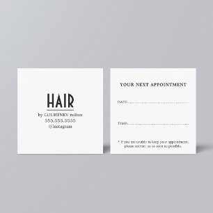 Einfache Elegante Schwarz-weiße Friseur Salon Erne Quadratische Visitenkarte