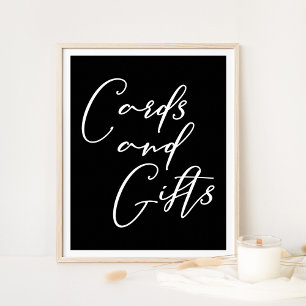 Einfache, elegante Schwarz-weiße Hochzeitskarten Poster