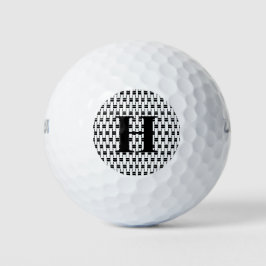 Einfache Elegante Schwarz-weiße Monogram Initial F Golfball