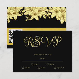 Einfache elegante schwarze & goldene RSVP-Karte RSVP Karte