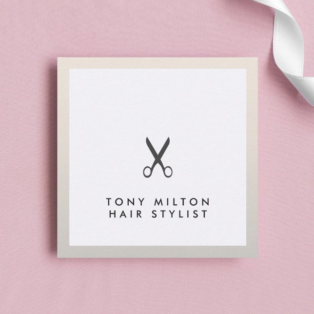 Einfache Elegante Schwarze Scheren Haarstylistin Quadratische Visitenkarte (Von Creator hochgeladen)