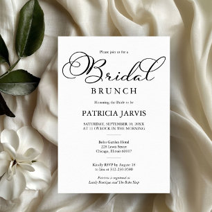 Einfache elegante schwarze Schrift Bridal Brunch Einladung