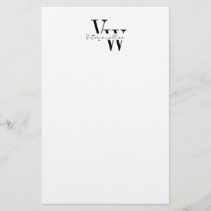 Einfache elegante schwarze und weiße Initialen Briefpapier