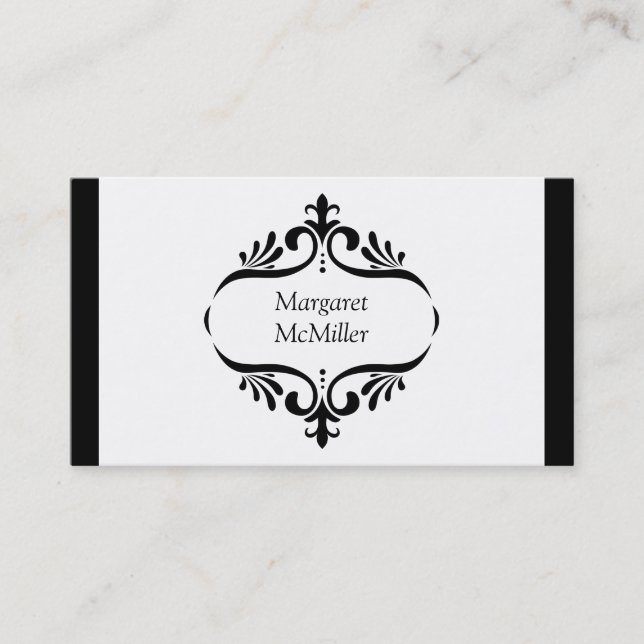 Einfache elegante schwarze Vintage Visitenkarte (Vorderseite)